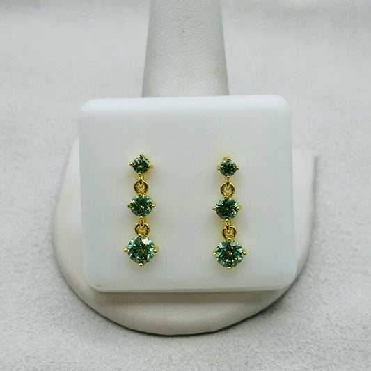 1.8 * 2 Moissanite Diamond Alexandrite Colored Triple Drop Dangle Earrings