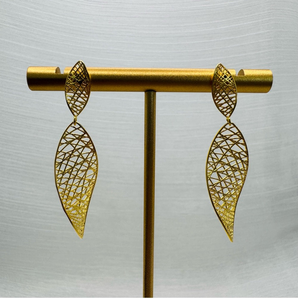 18k Gold Over Sterling Silver Leaf Earrings