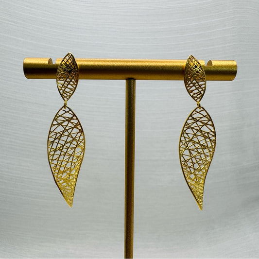 18k Gold Over Sterling Silver Leaf Earrings