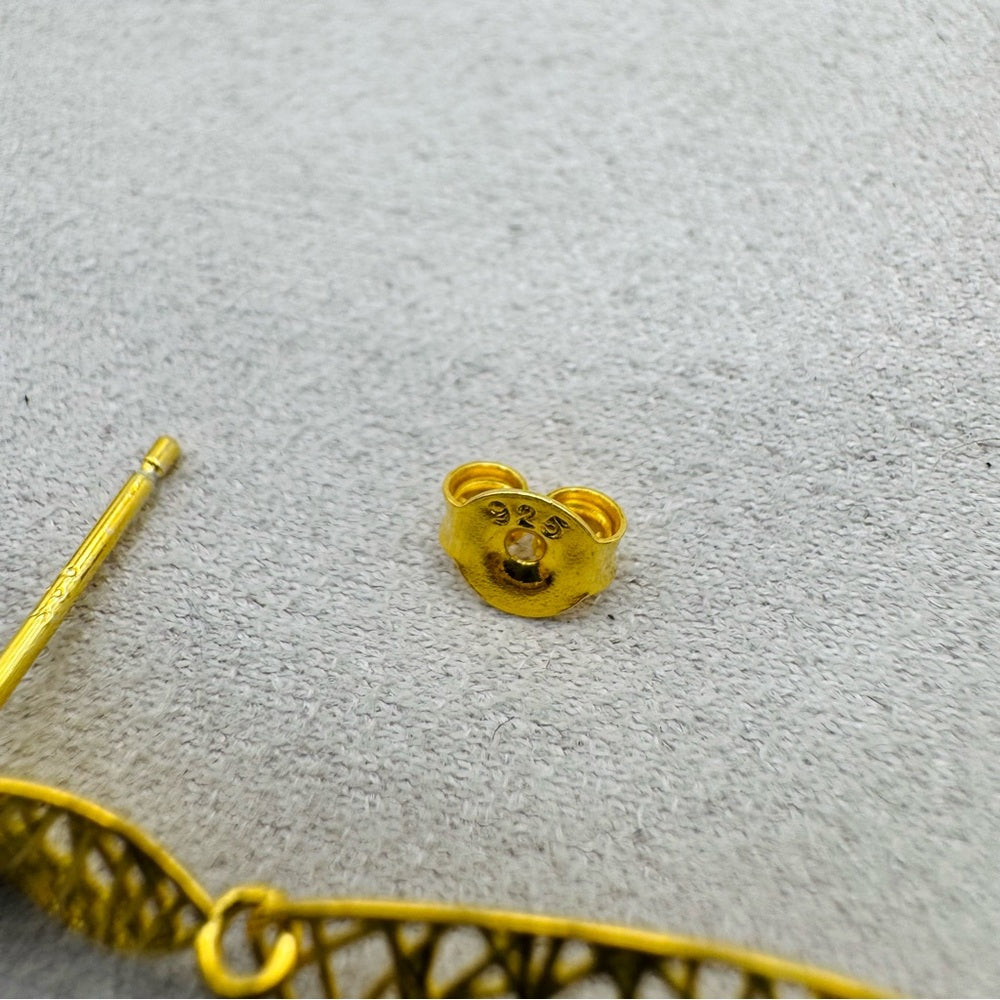 18k Gold Over Sterling Silver Leaf Earrings