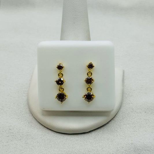 1.8 * 2 CT Moissanite Diamond Amber Triple Drop Dangle Earrings