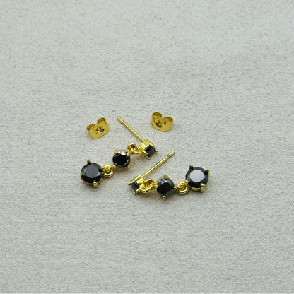 1.8 * 2 CT Moissanite Diamond Black Triple Drop Dangle Earrings