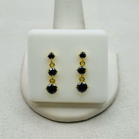 1.8 * 2 CT Moissanite Diamond Black Triple Drop Dangle Earrings