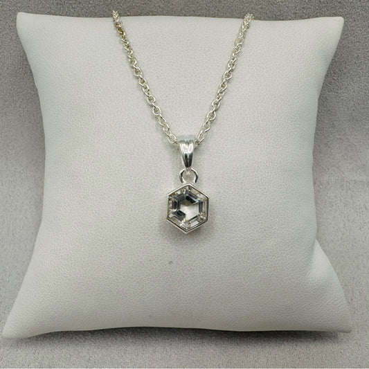 S925 Hexagon Clear Quartz Necklace