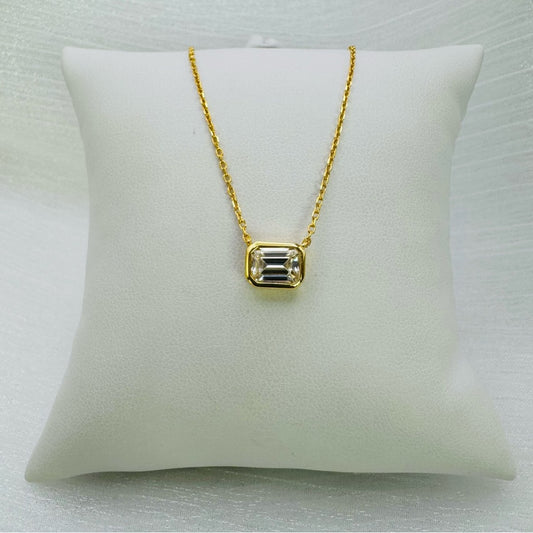 1.0 CT Moissanite Diamond Elongated Asscher Cut Necklace