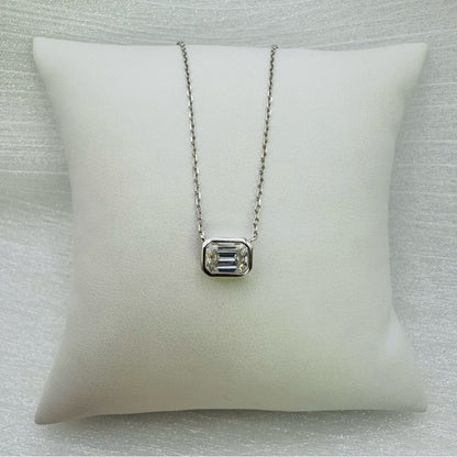 1.0 CT Moissanite Diamond Elongated Asscher Cut Necklace
