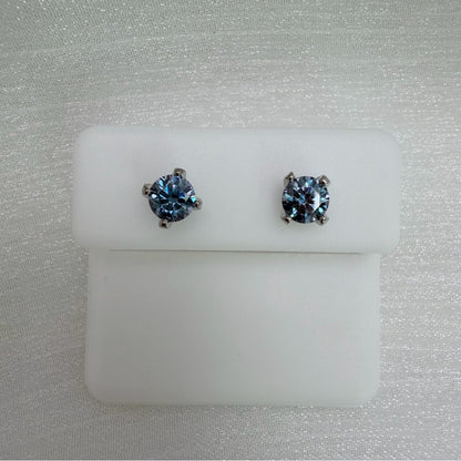 0.5 * 2 CT Moissanite Diamond Cobalt Blue Solitaire Earrings