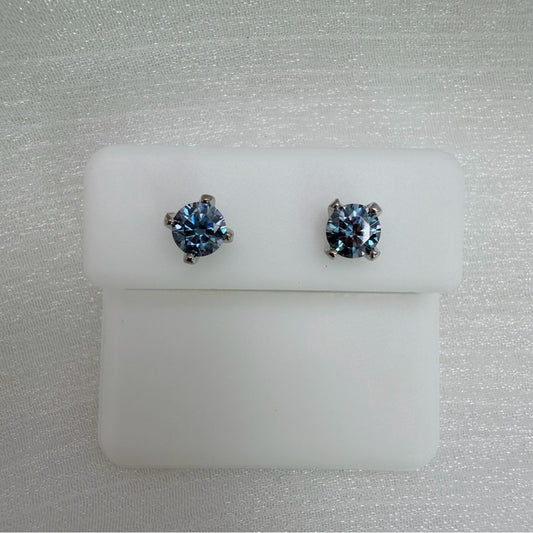 0.5 * 2 CT Moissanite Diamond Cobalt Blue Solitaire Earrings