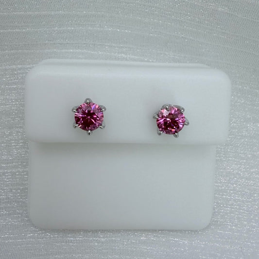 0.5 * 2 CT Moissanite Diamond Pink Solitaire Earrings