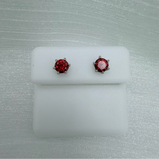 0.5 * 2 CT Moissanite Diamond Red Solitaire Earrings