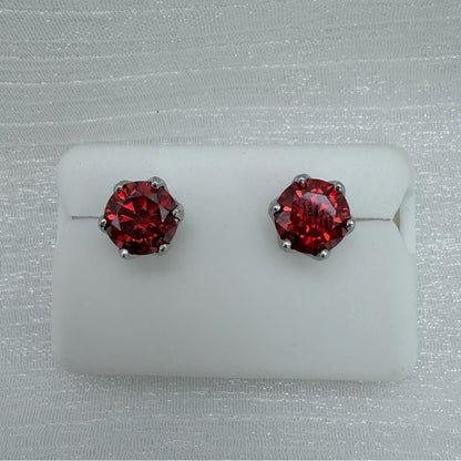 1 * 2 CT Moissanite Diamond Red Solitaire Earrings