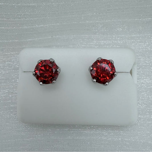 1 * 2 CT Moissanite Diamond Red Solitaire Earrings