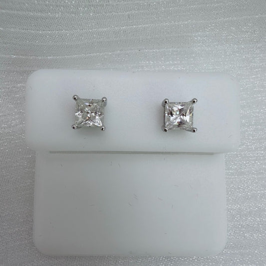 0.5 * 2 CT Moissanite Diamond Princess Cut Earrings