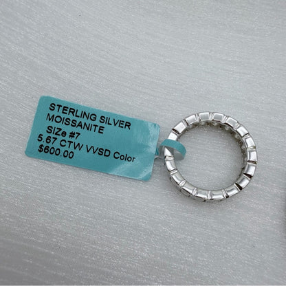 5.67 CT Moissanite Diamond Full Eternity Emerald Cut Band