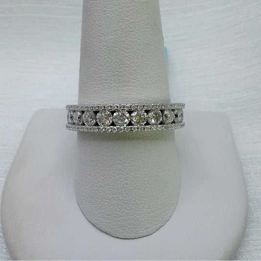 2.58 CT Moissanite Diamond Full Eternity Solitaire & Pavé Band