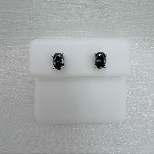 0.5 CT * 2 Grey Oval Moissanite Diamond Stud Earrings