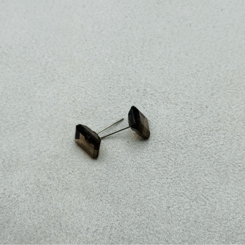 Smoky Quartz Emerald Cut Studs