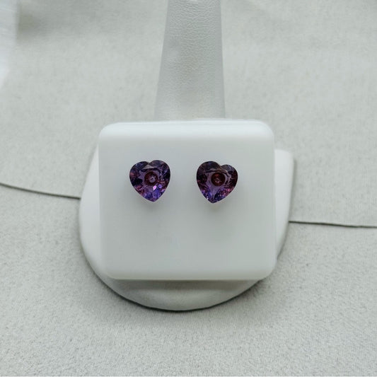 Amethyst Heart Faceted Studs
