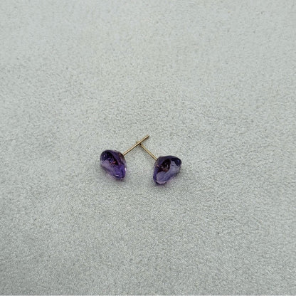 Amethyst Heart Faceted Studs