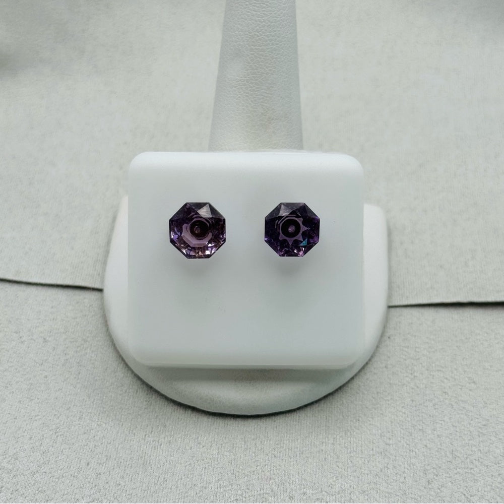 Amethyst Hexagon Faceted Stud Earrings