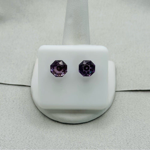 Amethyst Hexagon Faceted Stud Earrings