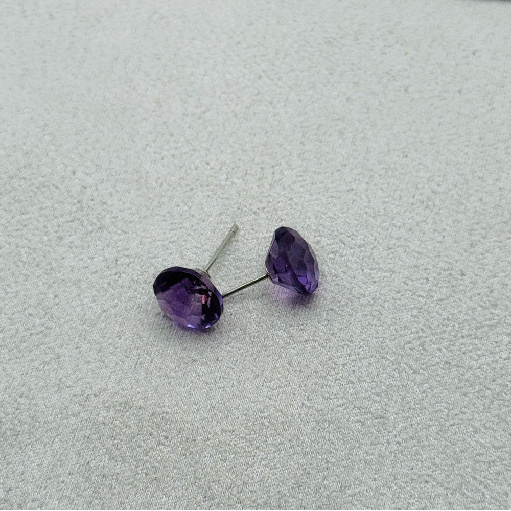 3 CT Amethyst Solitaire Floating Faceted Stud Earrings
