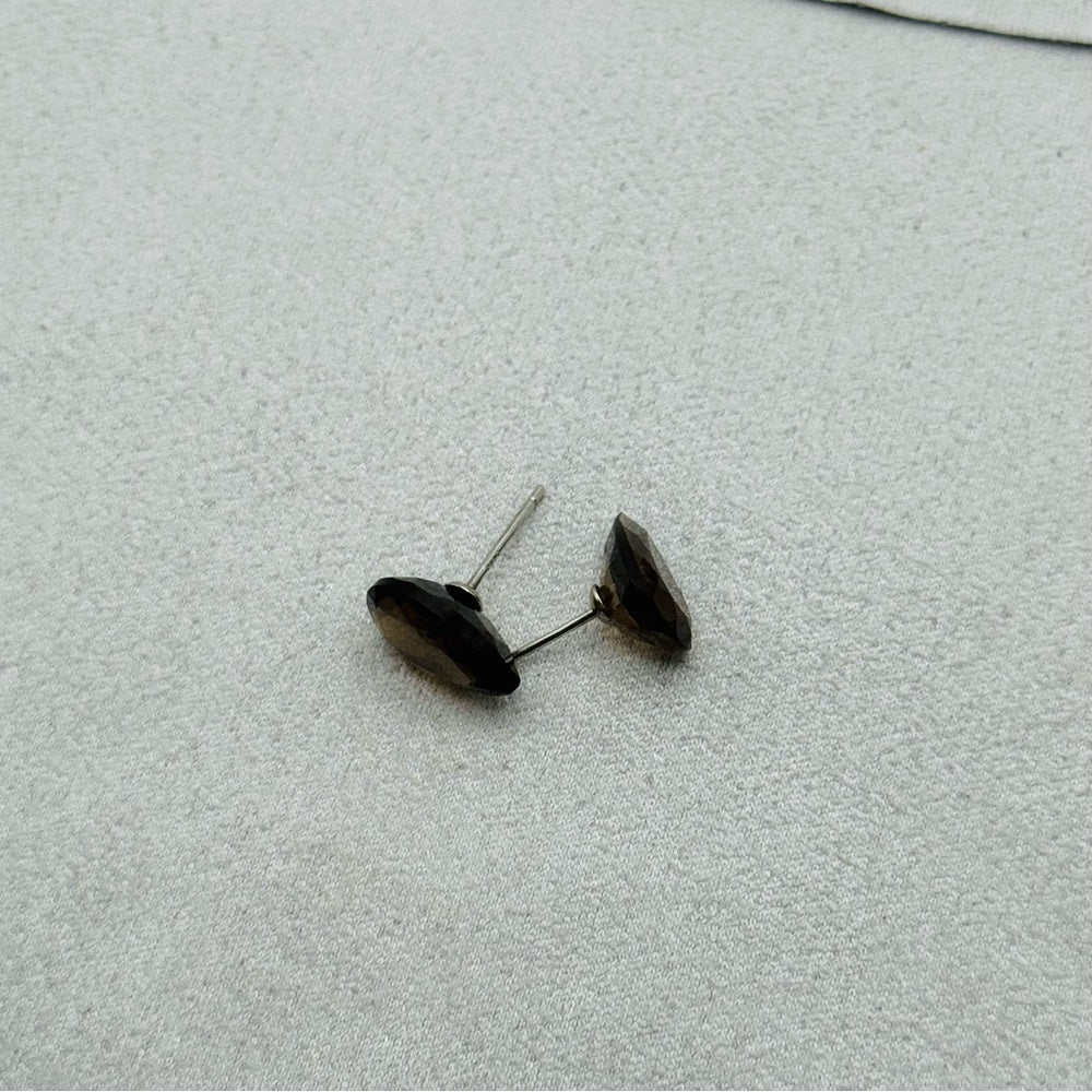Smoky Quartz Teardrop Stud Earrings