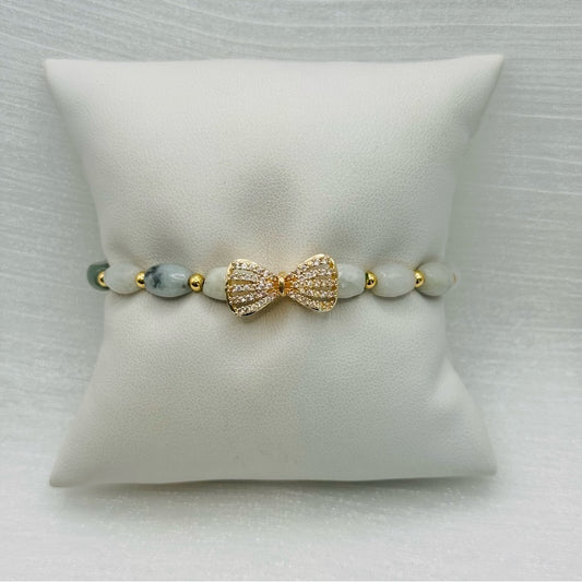 Jade Bow Stretchy Bracelet