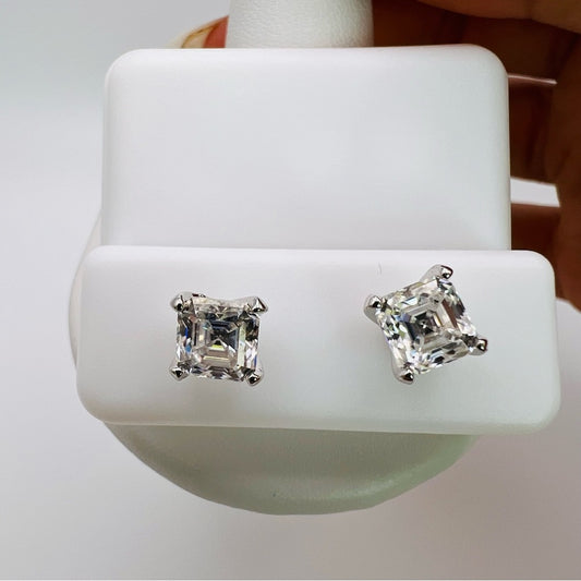 1 CT * 2 Moissanite Diamond Asscher Earrings