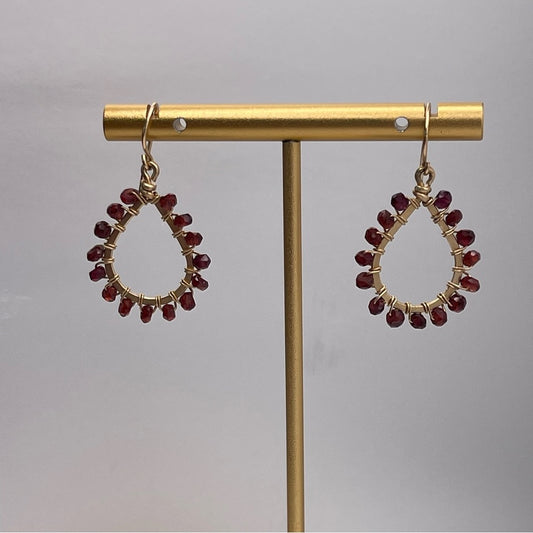 Gold tear drop handmade gemstone earrings