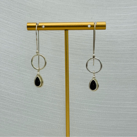 S925 Black Onyx Dangle Earrings