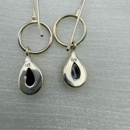 S925 Black Onyx Dangle Earrings