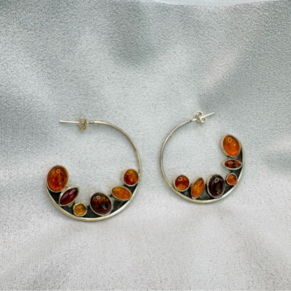 Baltic Amber Hoop Earrings