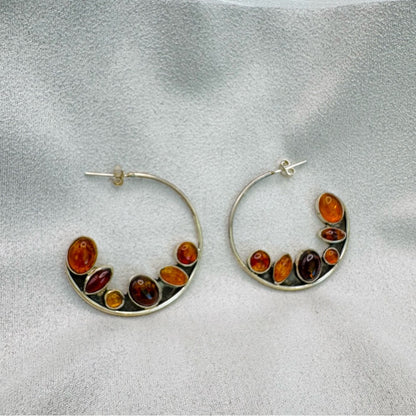 Baltic Amber Hoop Earrings