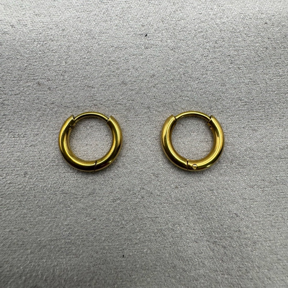 11mm | Hoop/ Huggie Earrings - Gold (#41)