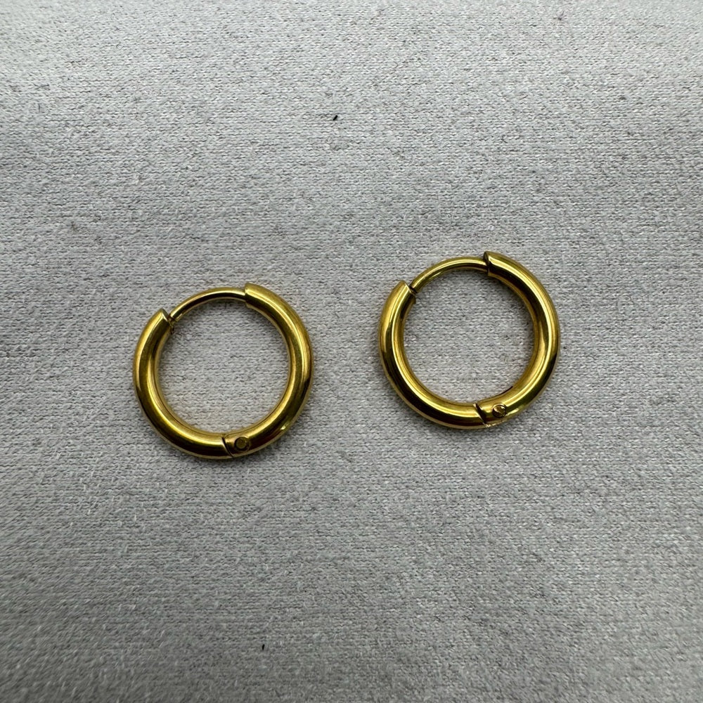 12.5mm | Hoop/ Huggie Earrings - Gold (#42)