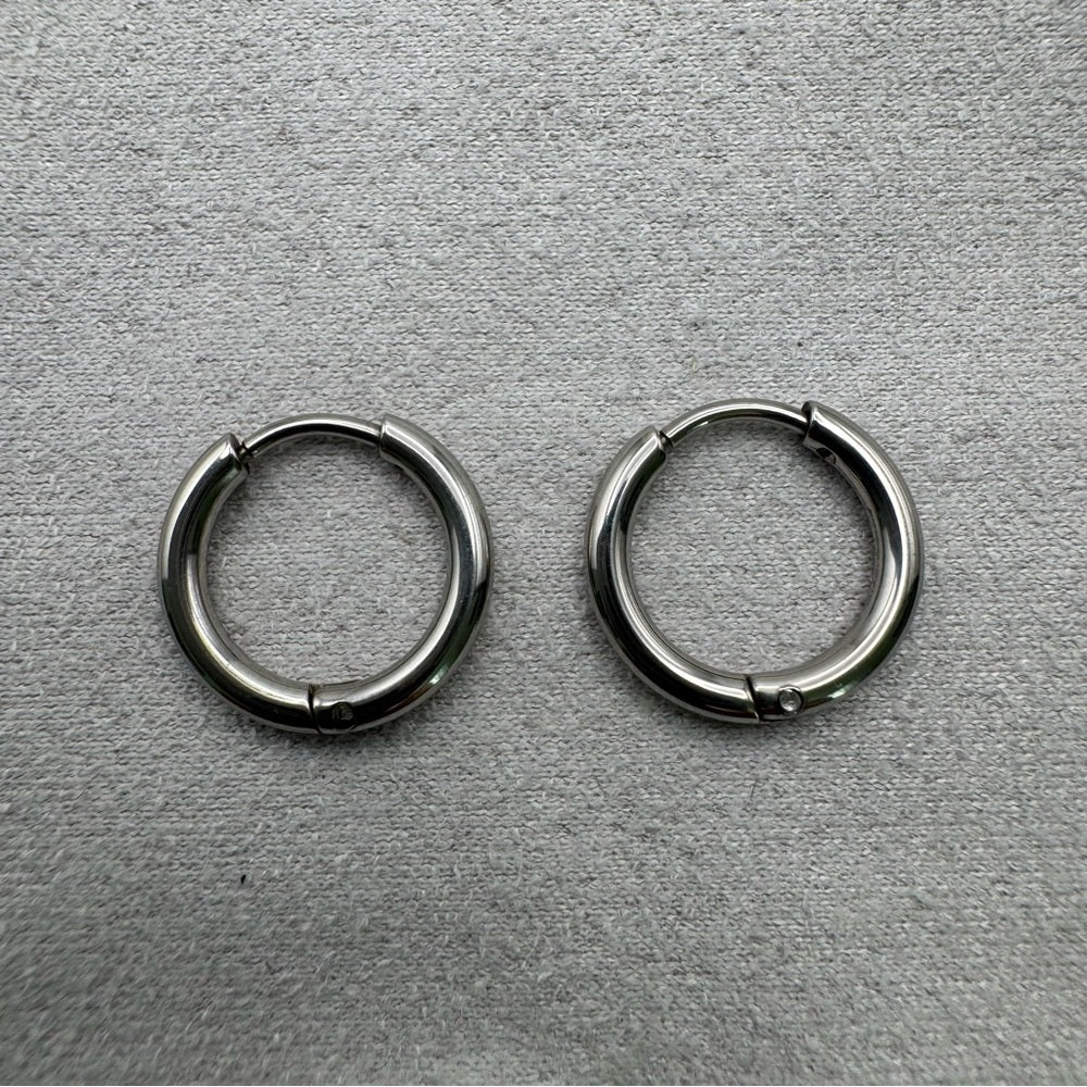 12.5mm | Hoop/ Huggie Earrings - Silver (#42)