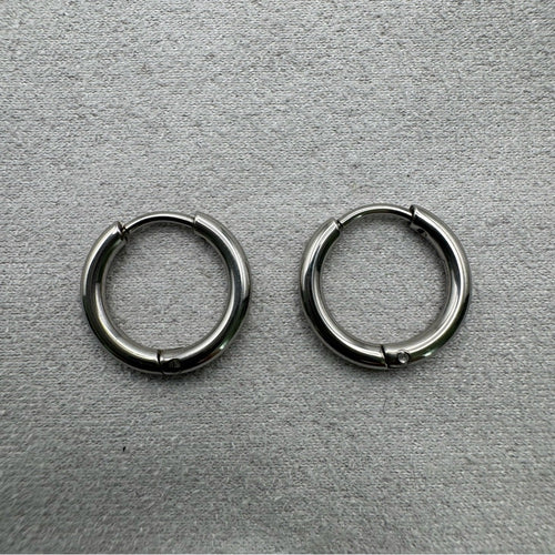 12.5mm | Hoop/ Huggie Earrings - Silver (#42)
