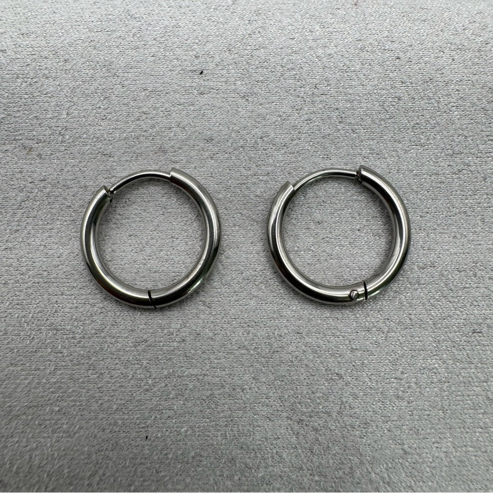 14mm | Hoop/ Huggie Earrings - Silver (#43)