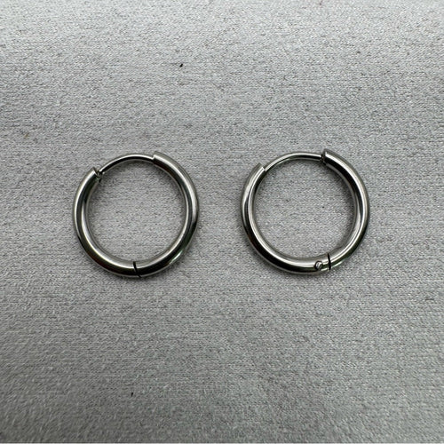 14mm | Hoop/ Huggie Earrings - Silver (#43)