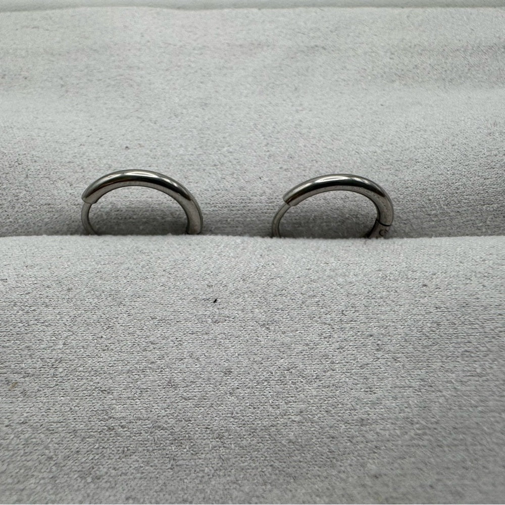 14mm | Hoop/ Huggie Earrings - Silver (#43)
