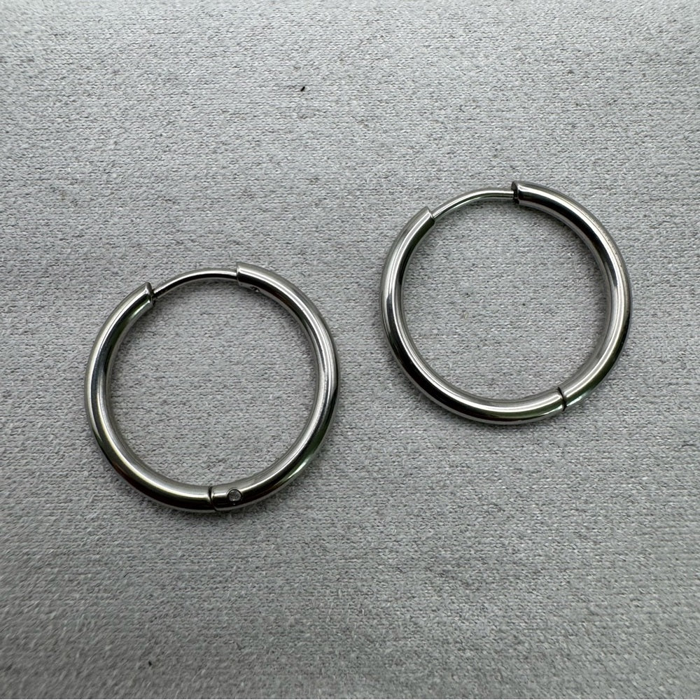 19mm | Hoop/ Huggie Earrings - Silver (#45)