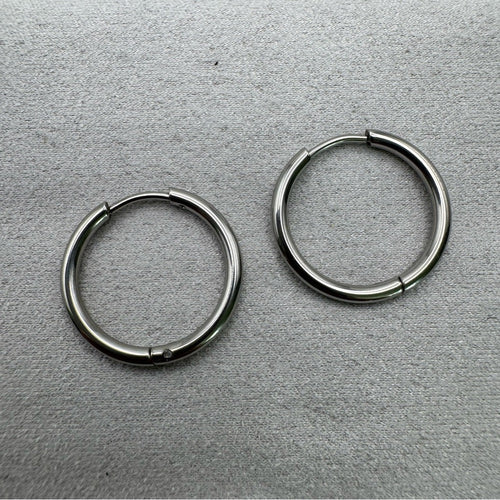 19mm | Hoop/ Huggie Earrings - Silver (#45)