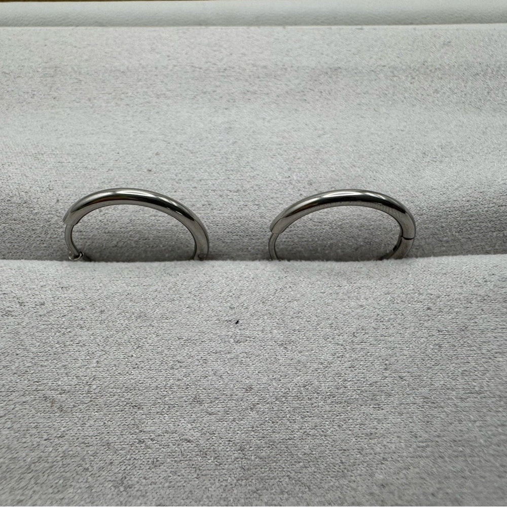 19mm | Hoop/ Huggie Earrings - Silver (#45)