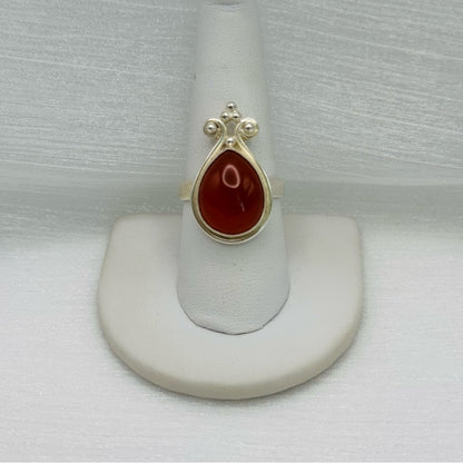 S925 Teardrop Carnelian Ring