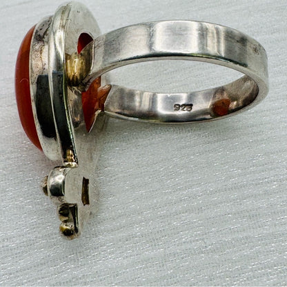 S925 Teardrop Carnelian Ring