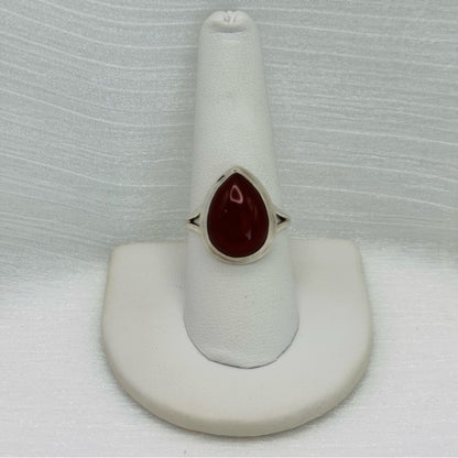 S925 Teardrop Carnelian Ring
