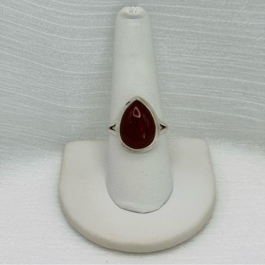 S925 Teardrop Carnelian Ring