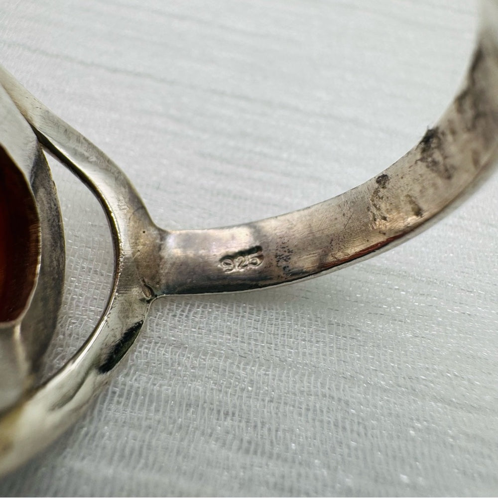 S925 Teardrop Carnelian Ring