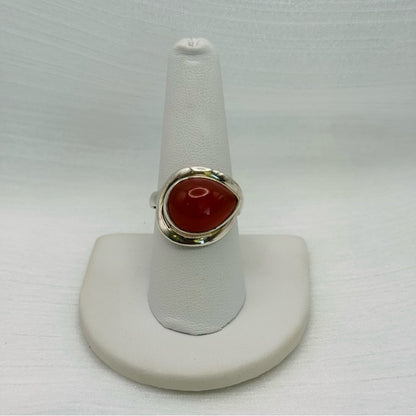 S925 Teardrop Carnelian Ring